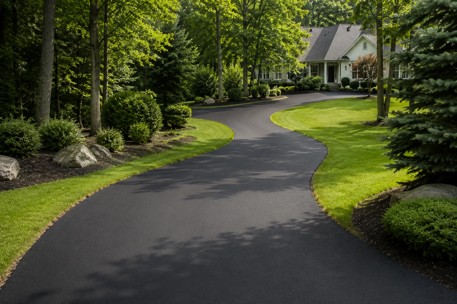 Curved asphalt driveway Ohio