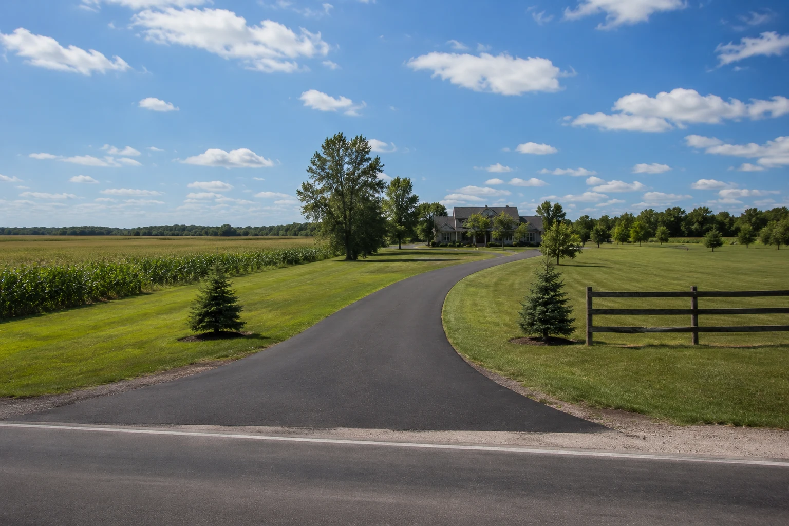 Long rural driveway paving project in Johnstown Ohio