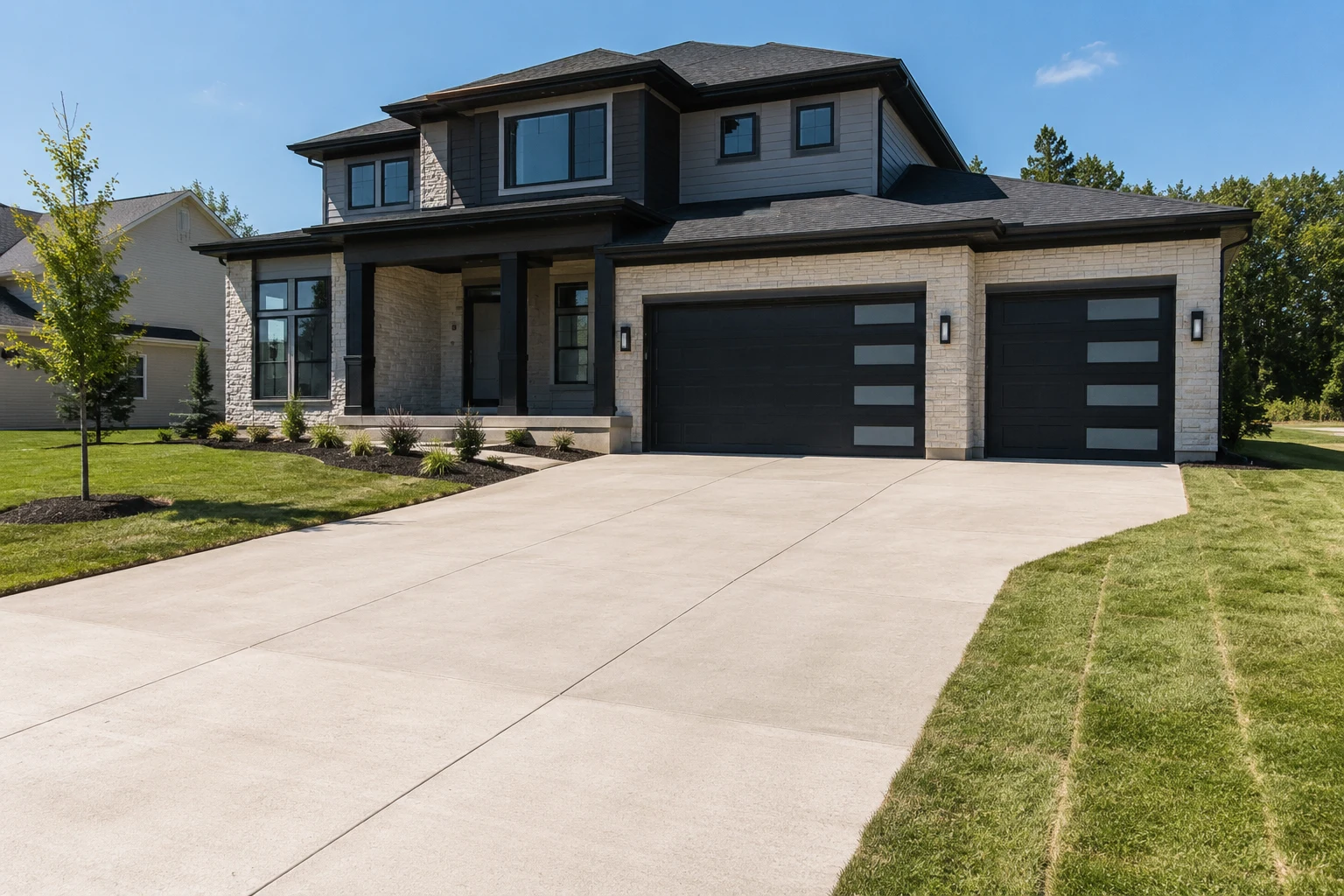 New construction driveway pour in Pataskala Ohio